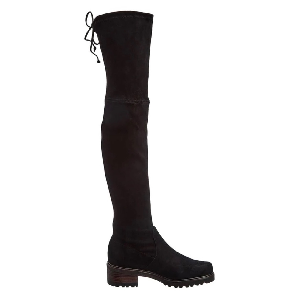 Stuart Weitzman Over The Knee Boots Suede Leather Low Block Heel Lug Sole 9 B